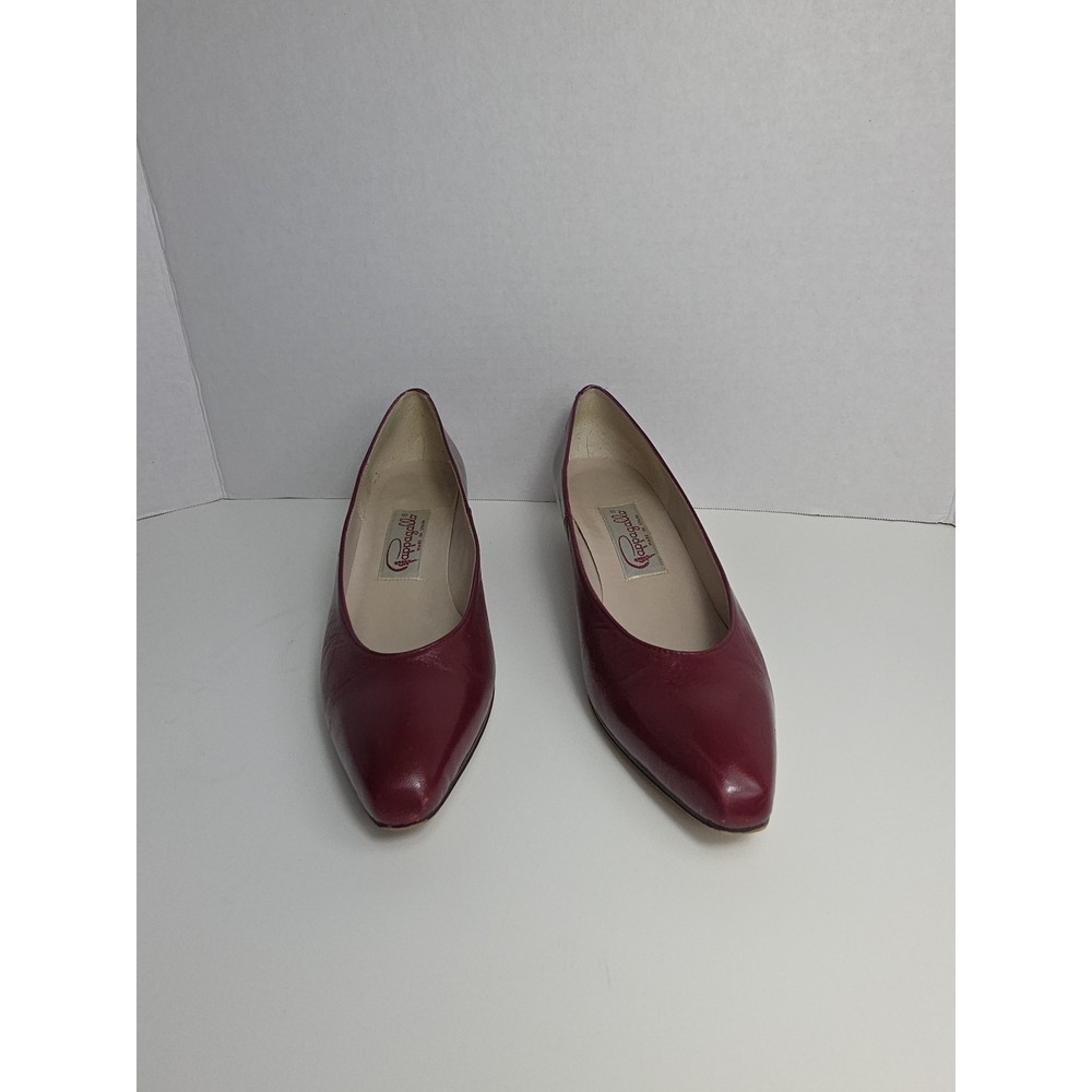 Vintage Pappagallo Burgandy Brown Leather‎ Kitten Heel Shoes Size 7N